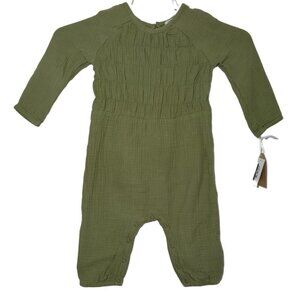 Grayson Collective 100% Cotton Green Baby Romper, 12 Months. NWT